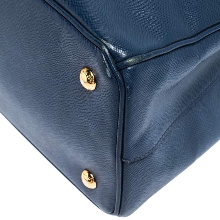 Pre Owned Prada Blue Saffiano Lux Leather Medium Galleria Tote