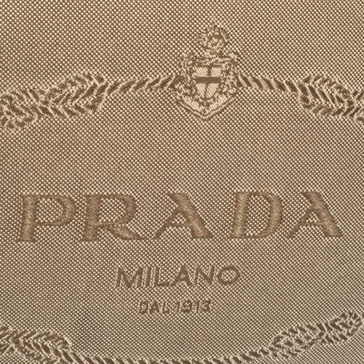 Pre Owned Prada Beige/Brown Logo Jacquard Fabric and Leather Messenger Bag
