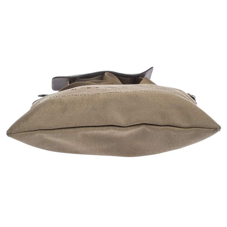 Pre Owned Prada Beige/Brown Logo Jacquard Fabric and Leather Messenger Bag
