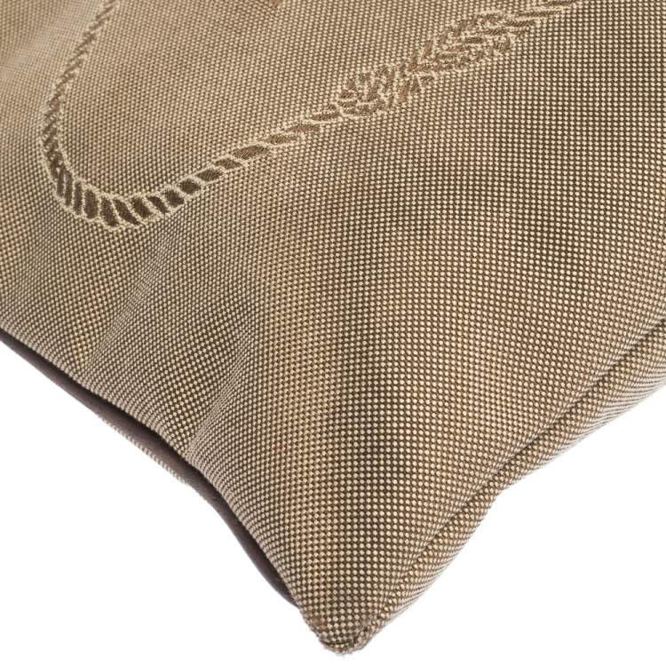 Pre Owned Prada Beige/Brown Logo Jacquard Fabric and Leather Messenger Bag
