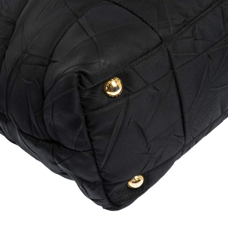 Pre Owned Prada Black Nylon and Patent Leather Hobo