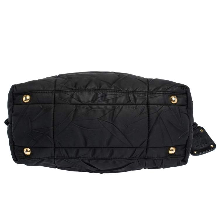 Pre Owned Prada Black Nylon and Patent Leather Hobo