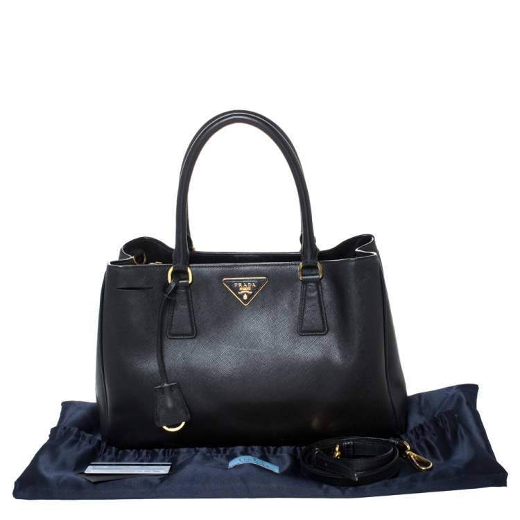 Pre Owned Prada Black Saffiano Lux Leather Medium Galleria Tote