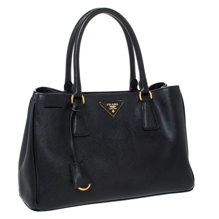 Pre Owned Prada Black Saffiano Lux Leather Medium Galleria Tote