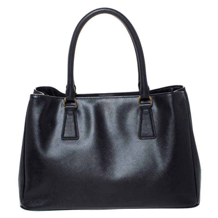 Pre Owned Prada Black Saffiano Lux Leather Medium Galleria Tote