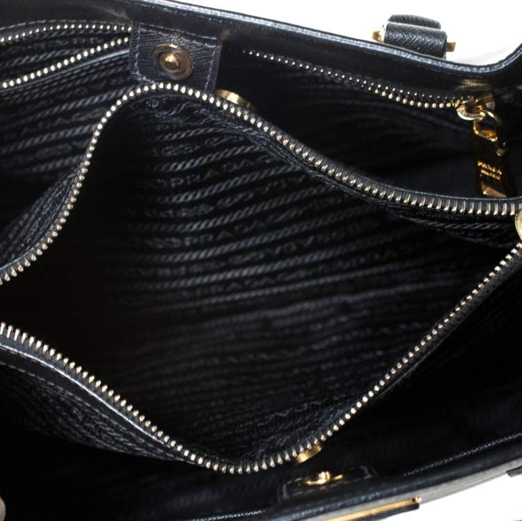 Pre Owned Prada Black Saffiano Lux Leather Medium Galleria Tote