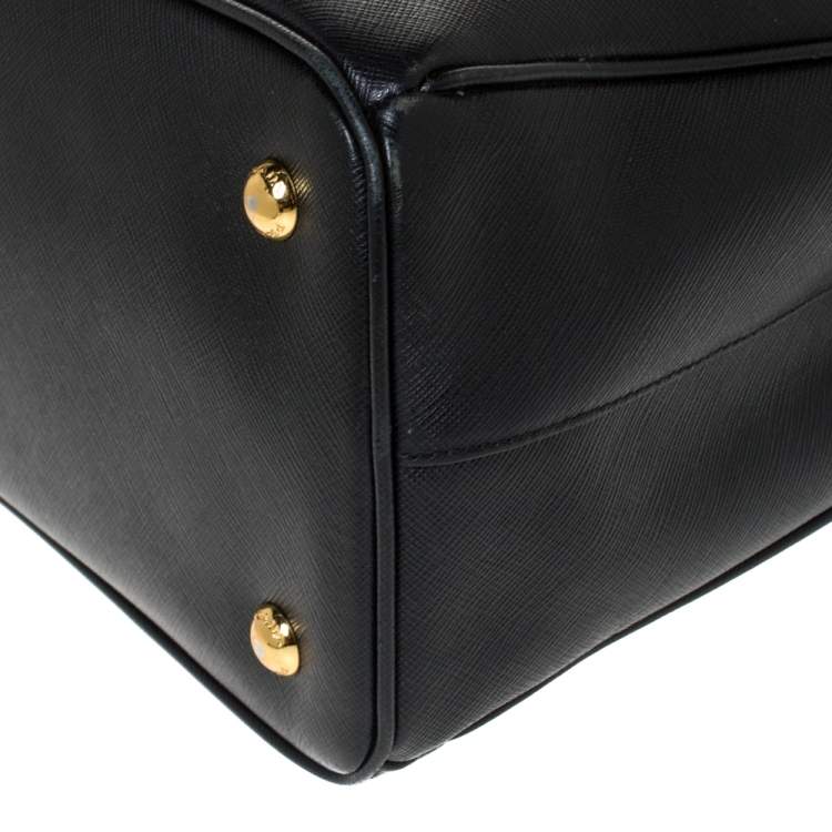 Pre Owned Prada Black Saffiano Lux Leather Medium Galleria Tote