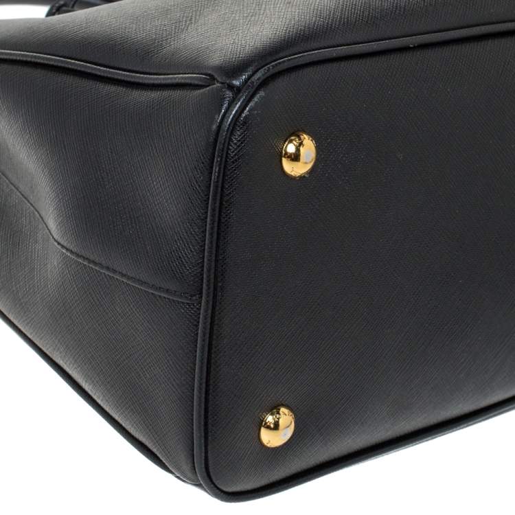 Pre Owned Prada Black Saffiano Lux Leather Medium Galleria Tote
