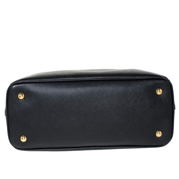 Pre Owned Prada Black Saffiano Lux Leather Medium Galleria Tote