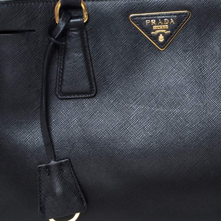 Pre Owned Prada Black Saffiano Lux Leather Medium Galleria Tote