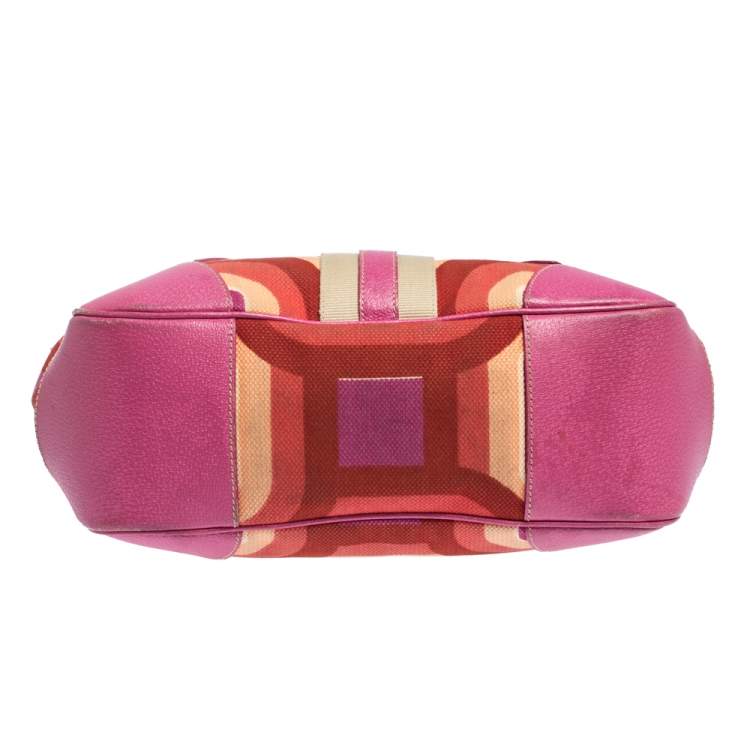 Pre Owned Prada Multicolor Canvas and Leather Satchel