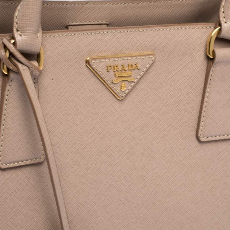 Pre Owned Prada Beige Saffiano Lux Leather Medium Galleria Tote