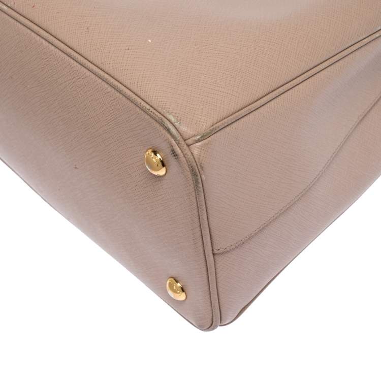 Pre Owned Prada Beige Saffiano Lux Leather Medium Galleria Tote