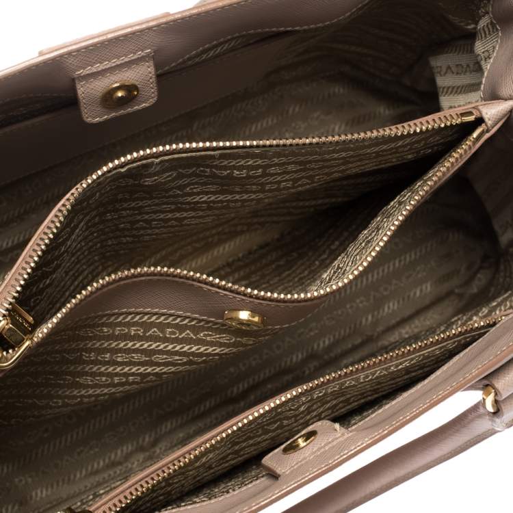 Pre Owned Prada Beige Saffiano Lux Leather Medium Galleria Tote