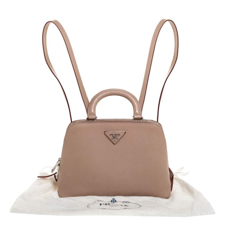 Pre Owned Prada Beige Saffiano Lux Leather Promenade Backpack