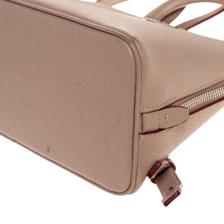 Pre Owned Prada Beige Saffiano Lux Leather Promenade Backpack