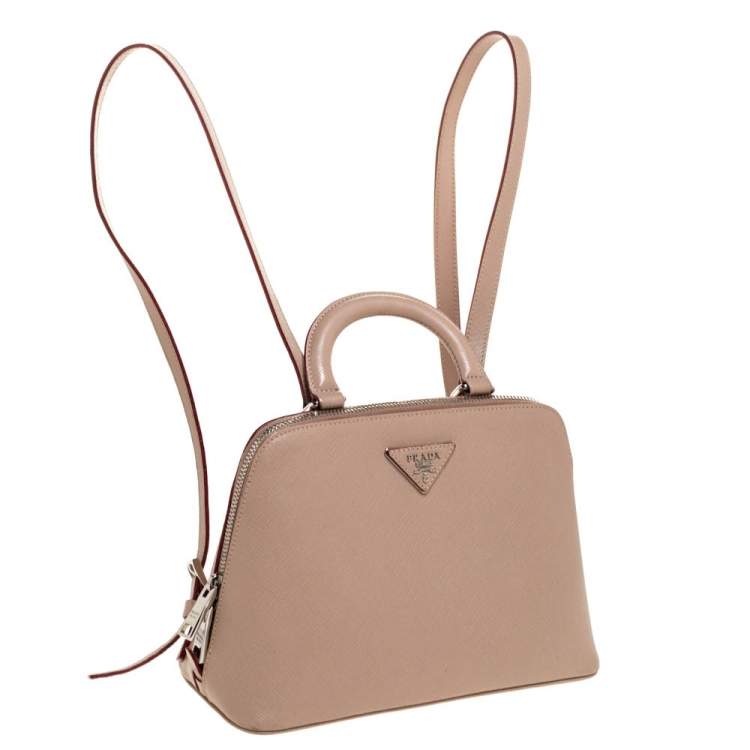 Pre Owned Prada Beige Saffiano Lux Leather Promenade Backpack
