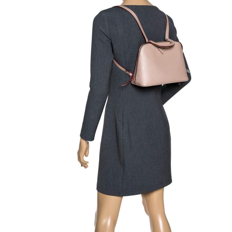 Pre Owned Prada Beige Saffiano Lux Leather Promenade Backpack