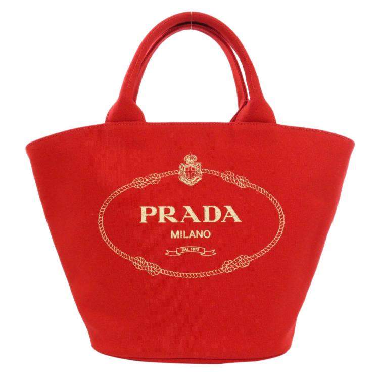 Prada Red Canapa Canvas 1BG186 Tote Bag Prada | TLC