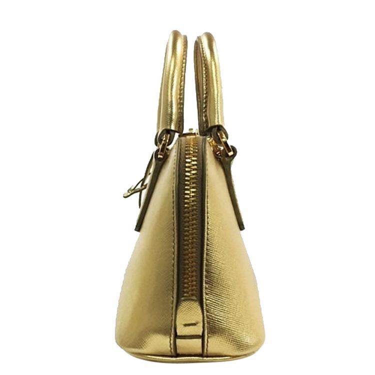 Prada Galleria Saffiano Leather Mini Bag, Gold, One Size