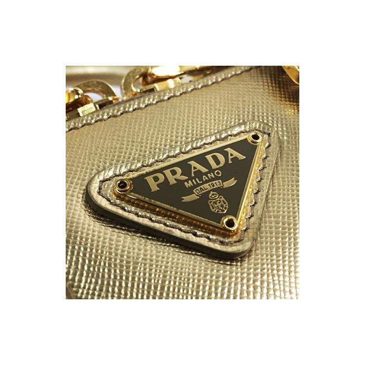 Pre Owned Prada Gold Saffiano Lux Leather Galleria Mini Bag