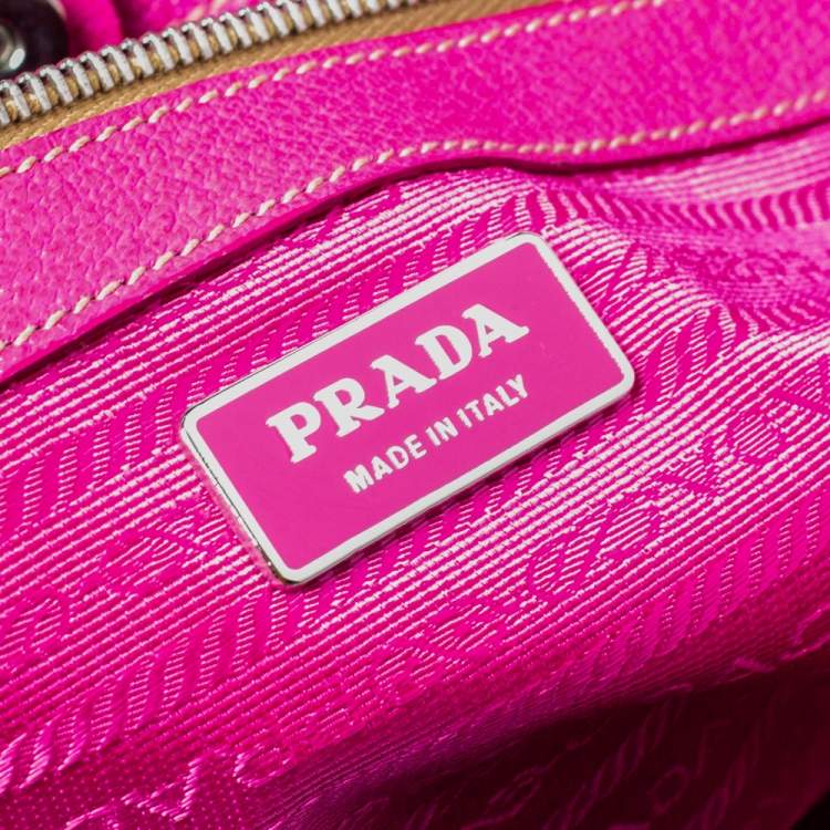 Pre Owned Prada Multicolor Printed Canvas and Leather Flap Hobo