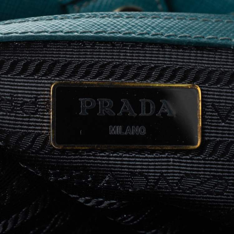 Pre Owned Prada Dark Green Saffiano Lux Leather Medium Galleria Tote