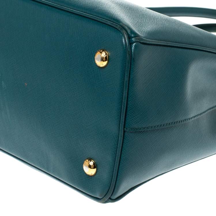 Pre Owned Prada Dark Green Saffiano Lux Leather Medium Galleria Tote