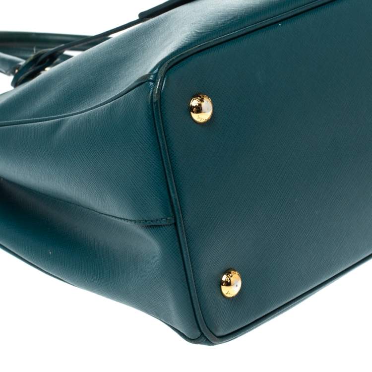Pre Owned Prada Dark Green Saffiano Lux Leather Medium Galleria Tote
