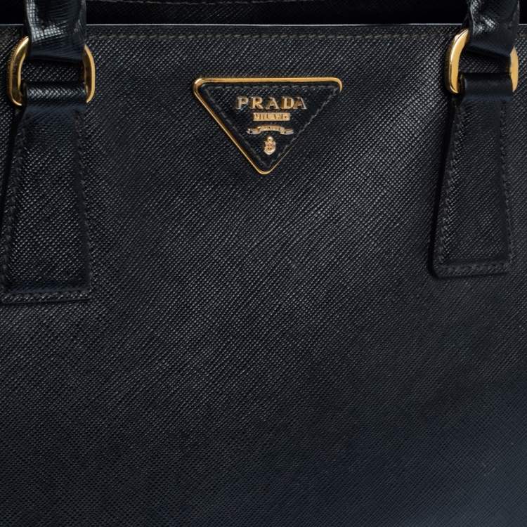 Pre Owned Prada Black Saffiano Lux Leather Medium Tote