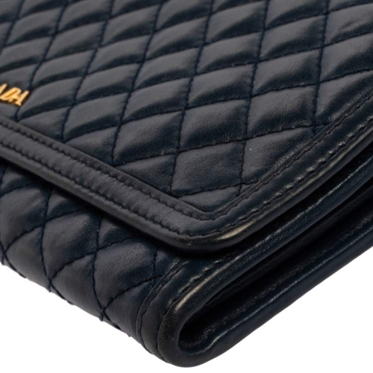 prada quilted leather wallet on chain