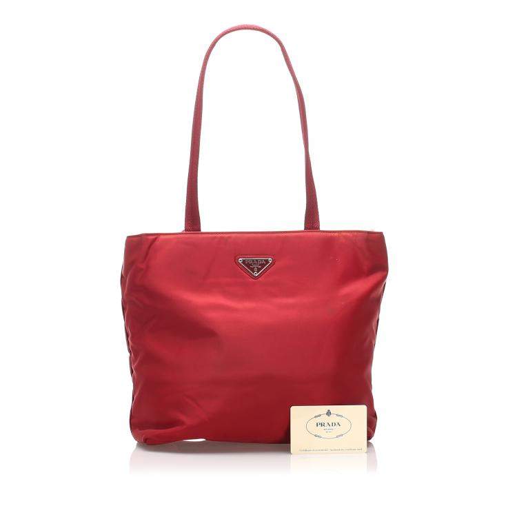 prada red tote bag