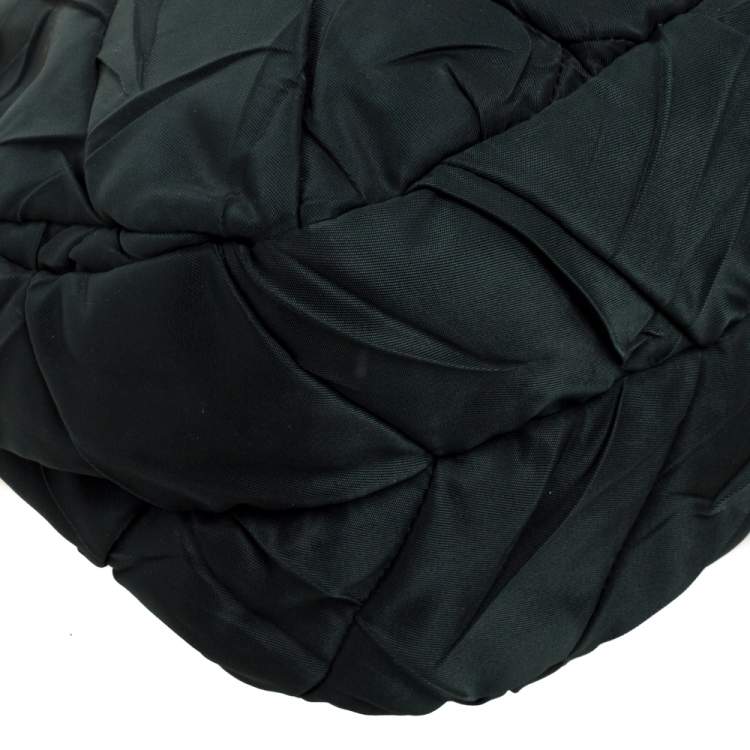 Pre Owned Prada Green Quiltin Nylon and Patent Leather Hobo