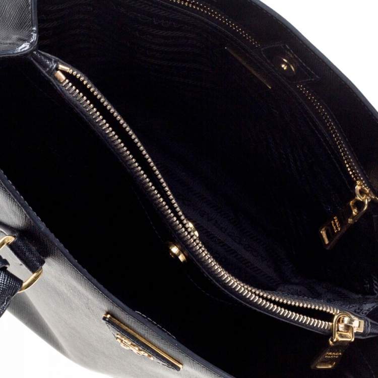Pre Owned Prada Black Saffiano Lux Leather Small Galleria Tote