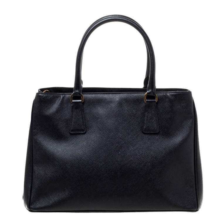 Pre Owned Prada Black Saffiano Lux Leather Small Galleria Tote