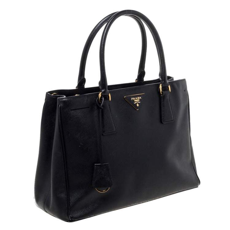Pre Owned Prada Black Saffiano Lux Leather Small Galleria Tote