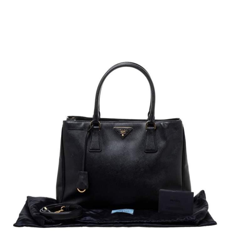Pre Owned Prada Black Saffiano Lux Leather Small Galleria Tote