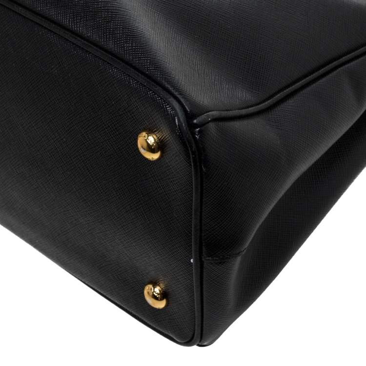 Pre Owned Prada Black Saffiano Lux Leather Small Galleria Tote