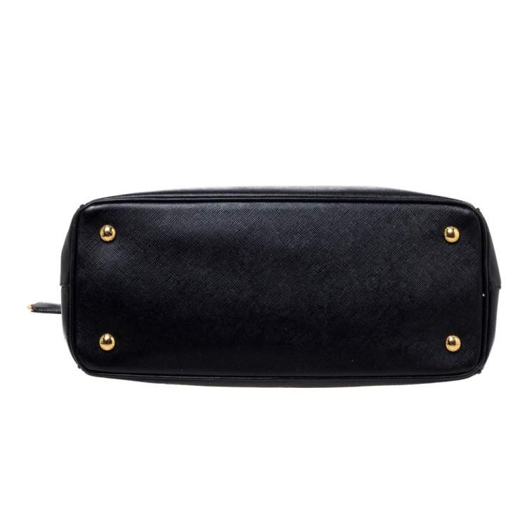 Pre Owned Prada Black Saffiano Lux Leather Small Galleria Tote