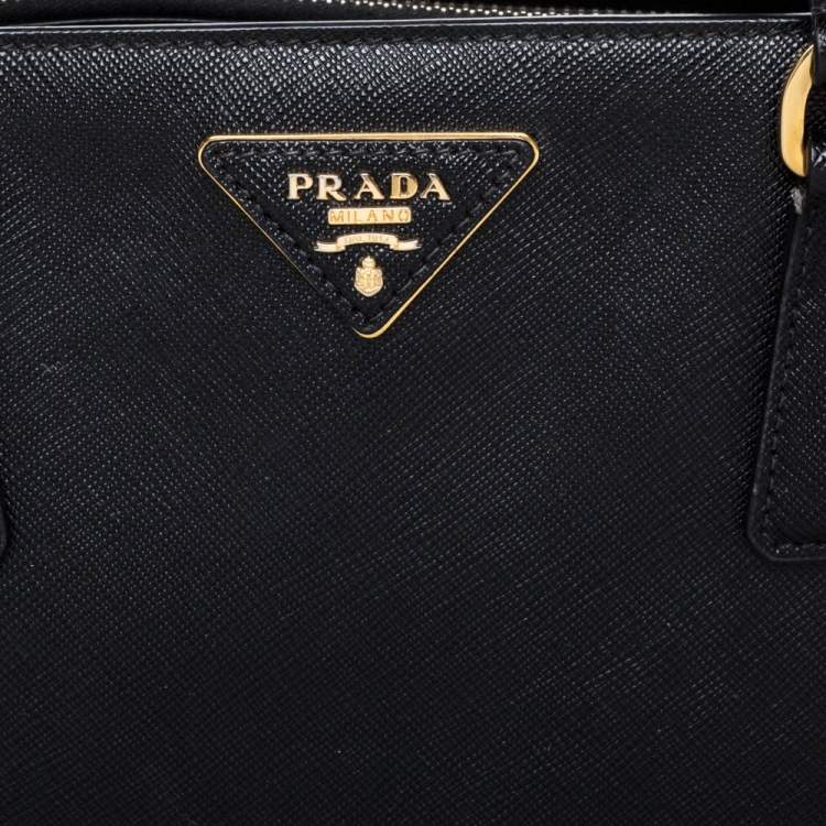 Pre Owned Prada Black Saffiano Lux Leather Small Galleria Tote
