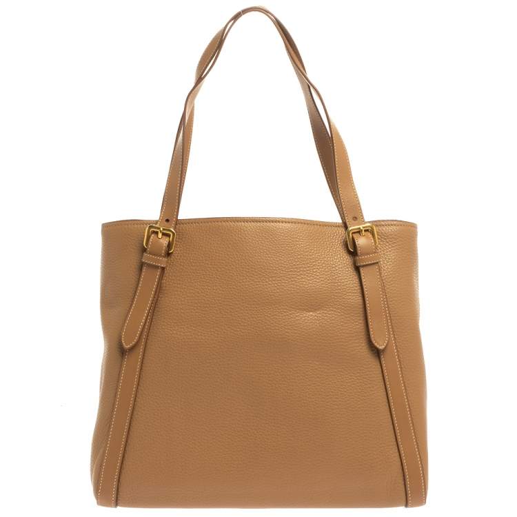 Pre Owned Prada Beige Vitello Phenix Leather Shopper Tote
