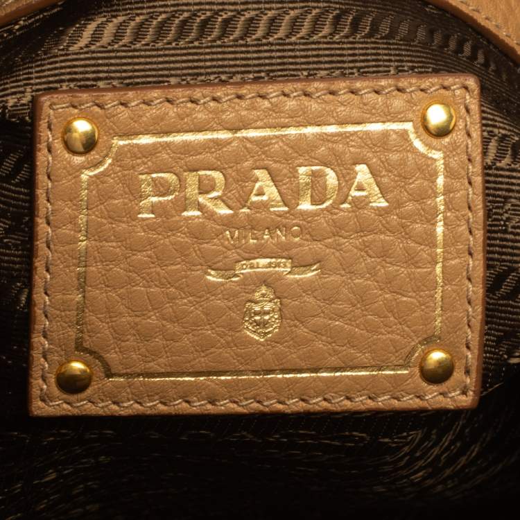 Pre Owned Prada Beige Vitello Phenix Leather Shopper Tote