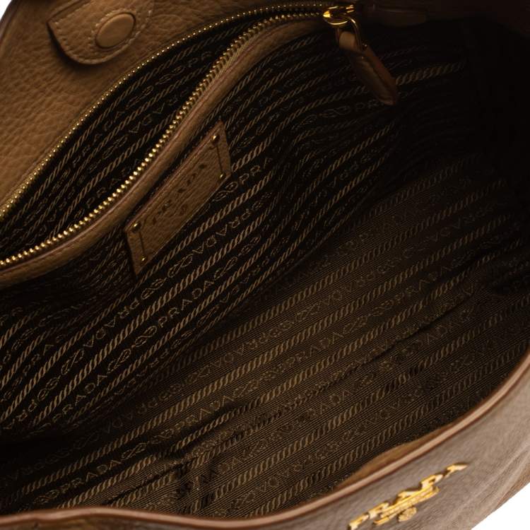 Pre Owned Prada Beige Vitello Phenix Leather Shopper Tote