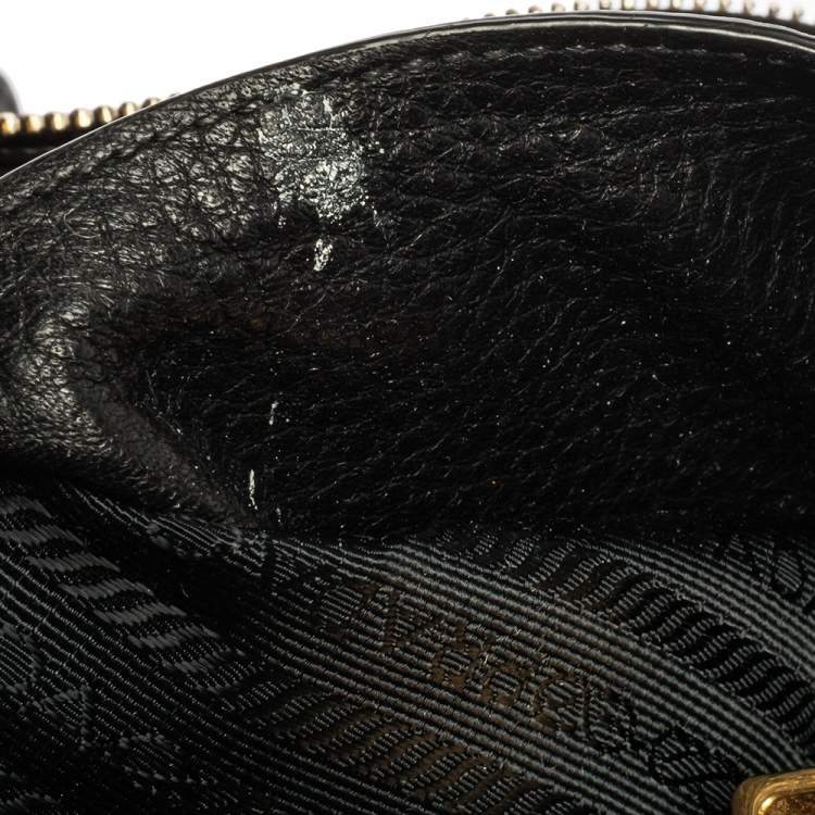 Pre Owned Prada Black Vitello Daino Leather Hobo