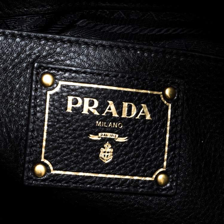 مملوكة مسبقًا Prada Black Vitello Phenix Leather Shopper Tote