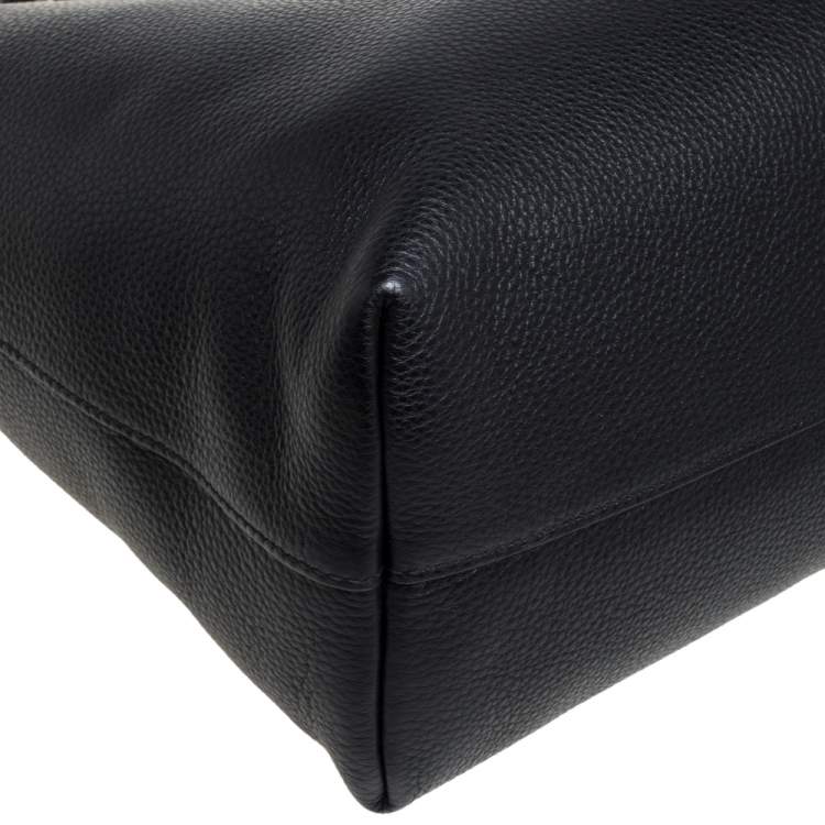 مملوكة مسبقًا Prada Black Vitello Phenix Leather Shopper Tote