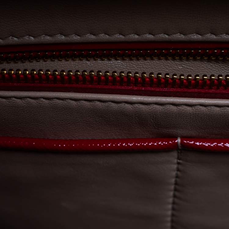 Pre Owned Prada Blush Pink/Red Patent Leather Pyramid Frame Bag