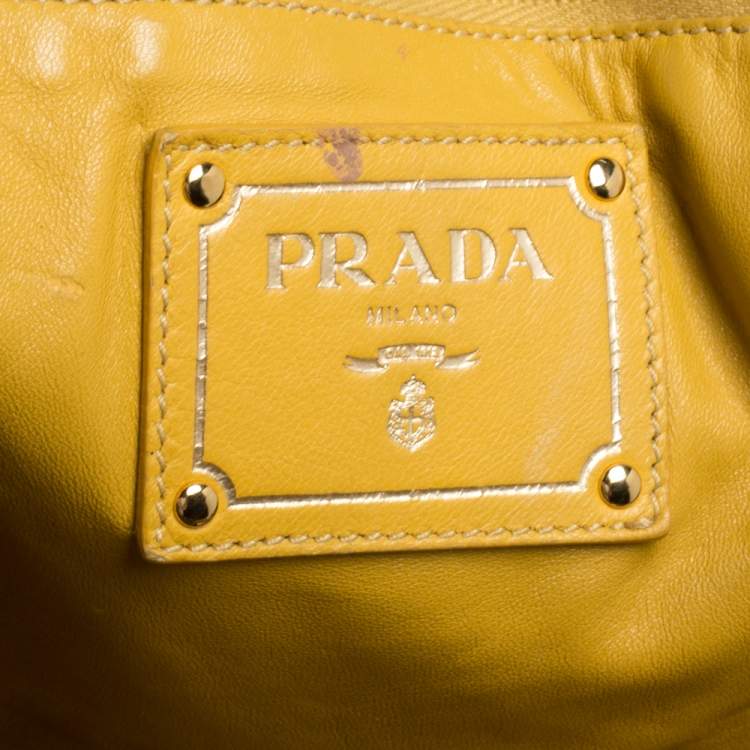Pre Owned Prada Yellow/Black Python Shopper Tote