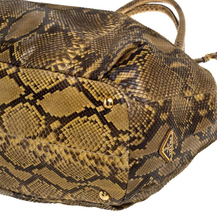 Pre Owned Prada Yellow/Black Python Shopper Tote