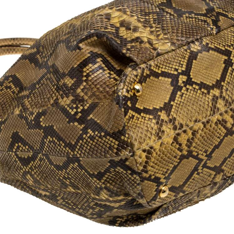 Pre Owned Prada Yellow/Black Python Shopper Tote